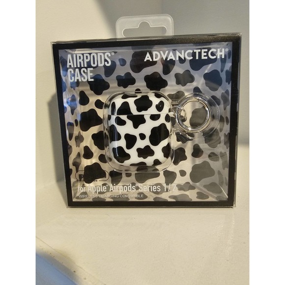 ADVANCTECH AIRPODS CASE Cow Print For Apple Airpods Series 1/2 with Key Ring - Picture 1 of 2
